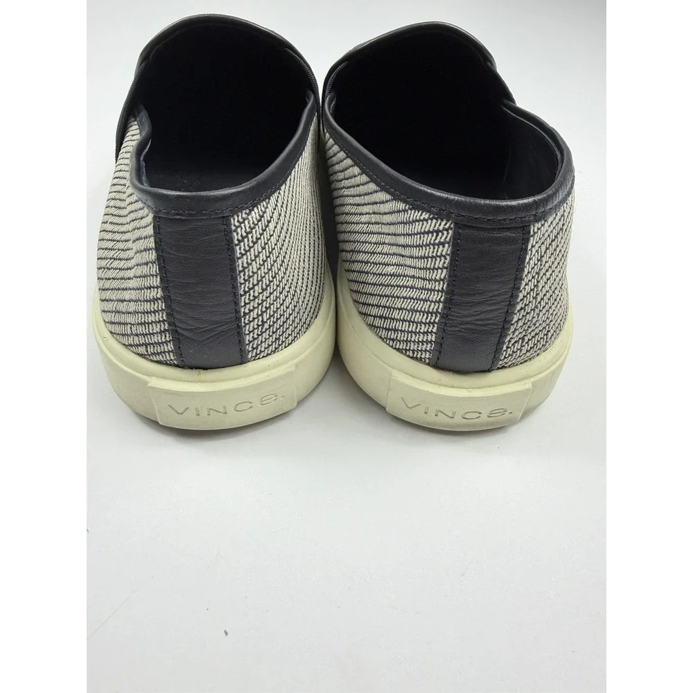 Vince Blair Slip On Sneakers Grey Black Woven Textured Shoes Womens 7.5